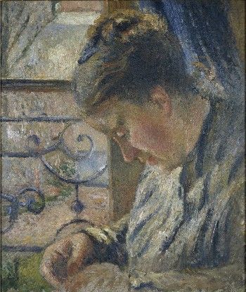 Mme Pissarro sewing