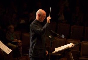 Gil Rose conducting "Rienzi" for Odyessy Opera. Photo: Kathy Wittman.