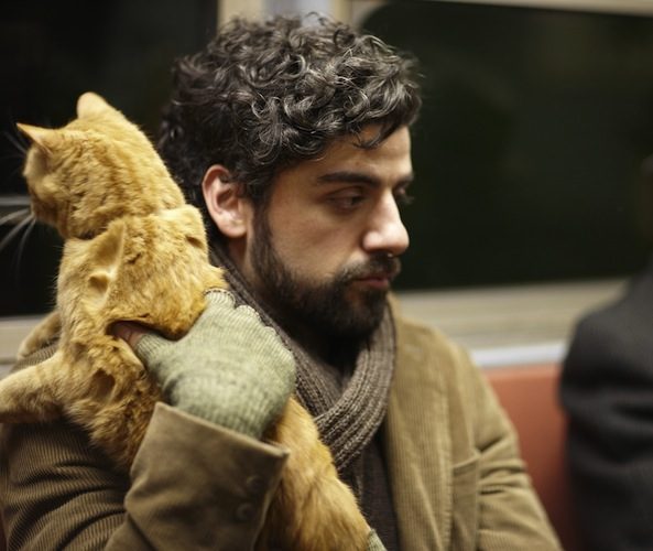 Issac and cat in "Inside Llewyn Davis."
