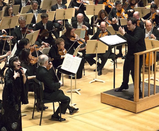 BSO Music Director Designate Andris Nelsons leads the orchestra in “Salome” with Soprano Gun-Brit Barkmin. Photo: Stu Rosner.