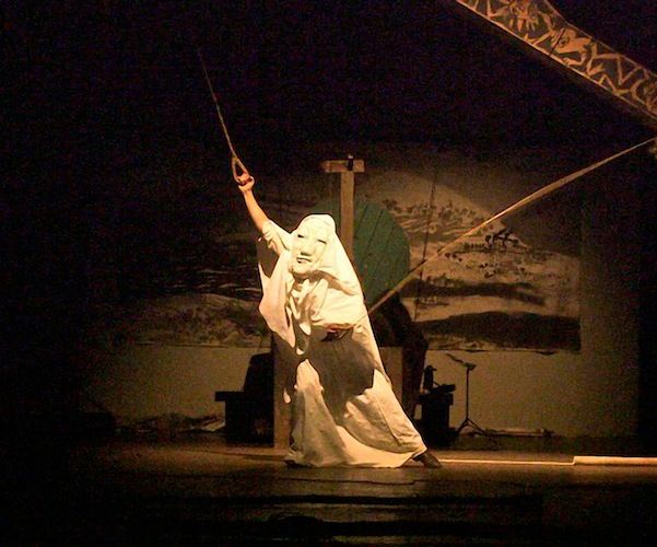 A scene in Bread & Puppet’s “The Shatterer of Worlds” at the BCA’s Cyclorama. Photo: Mark Dannenhauer.