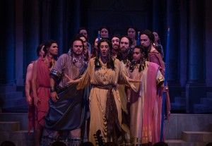 Penelope and the Suitors: Charles Blandy (Anfinomo), Mary-Ellen Nesi (Penelope), Christian Immler (Antinoo), José Lemos (Pisandro), Aaron Sheehan (Eurimaco), and cast.