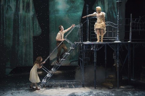 Victoria Britt, Nick Sulfaro, and Aimee Doherty in the New Repertory Theatre production of "The Snow Queen."