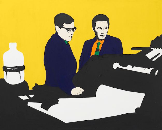 Rosalyn Drexler, Men and Machines I, 1965. Collection of Gilbert and Doreen Bassin. 2016 Rosalyn Drexler//Artists Rights Society (ARS), New York and Garth Greenan Gallery, NY.