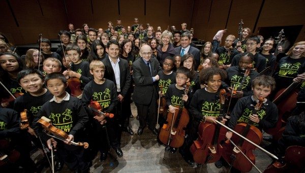 Maestro José Antonio Abreu, founder of El Sistema, receives an honorary doctorate from Bard College in 2014 at The Richard B. Fisher Center for the Performing Arts at Bard College. Photo: Karl Rabe.