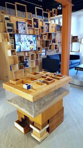 Installation shot of “Modular Storage” in "A Year in Review." VERY, Boston. 2017. Photo: courtesy of Doug Weatherby.