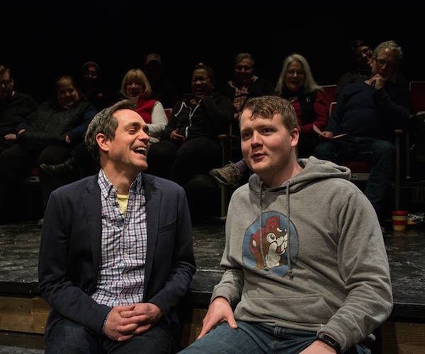 Joel Ripka (front left) with audience member in the Peterborough Players