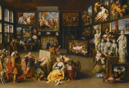haechtsothebys Guillam van Haecht, Alexander the Great at the studio of Apelles, while the artist is painting the portrait of Alexander's mistress Campaspe, ca. 1630. Sale New York (Sotheby's), 28 January 2010. Oil on panel, 76 x 114 cm.