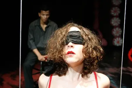 red Becca A. Lewis (Red) and Raymond J. Ramirez (Victor) in Company One's Grimm
