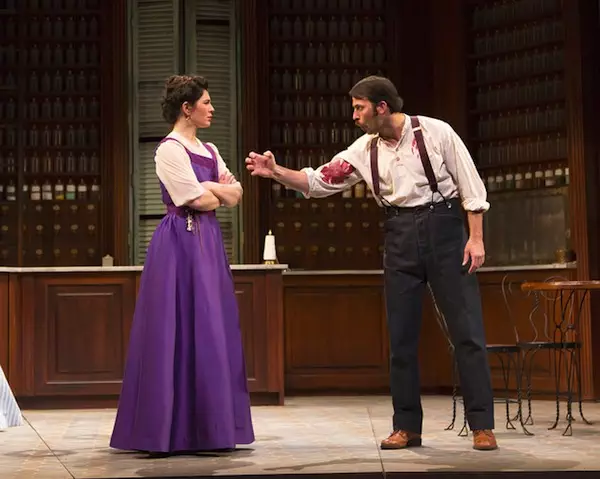 Christina Pumariega and Juan Javier Cardenas in the Huntington Theatre Company production of Melinda Lopez's stirring new drama Becoming Cuba directed by M. Bevin O'Gara, playing March 28 - May 3, 2014 at the South End / Calderwood Pavilion at the BCA. Photo: T. Charles Erickson