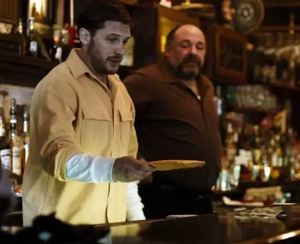 Tom Hardy and James G in "The Drop"