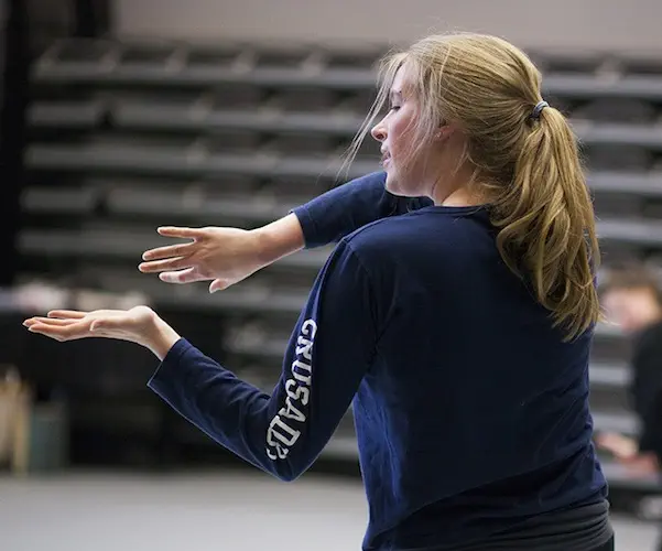 Director Jill Johnson teaches the Harvard Dance Project. . Julia Cataldo ’15 is pictured during class at the Harvard Dance Center. Stephanie Mitchell/Harvard Staff Photographer