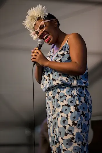 CÈcile McLorin Salvant performs during the 2015 New Orleans Jazz & Heritage Festival. Photo: Douglas Mason.