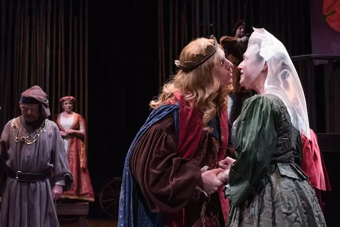 Duke of Gloucester (Allyn Burrows), Duchess Eleanor (Marya Lowry), King Henry (Jesse Hinson), and Queen Margaret (Jennie Israel) Photo by Stratton McCrady Photography
