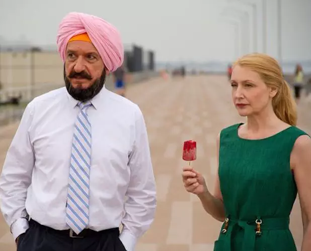 Darwan (Ben Kingsley) and Patricia Clarkson (Wendy) improbably bond in "Learning to Drive."(Photo: Linda Kallerus, Broad Green Pictures)