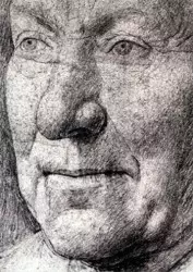 Jan van Eyck, “Portrait of a Man (Niccolo Albergati?),” c.1438, detail
