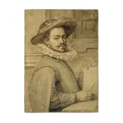 3. Hendrick Goltzius, “Self-Portrait Wearing a Hat and a Wide Ruff, Holding a Copperplate and a Burin,”c. 1589