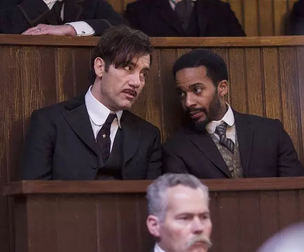 Clive Owen (right) and André Holland star in “The Knick” on Cinemax.