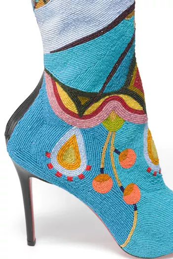 Jamie Okuma (Luiseño/Shoshone-Bannock). Boots, 2013–14 (detail). Glass beads on boots designed by Christian Louboutin. Museum. Photo: Walter Silver.