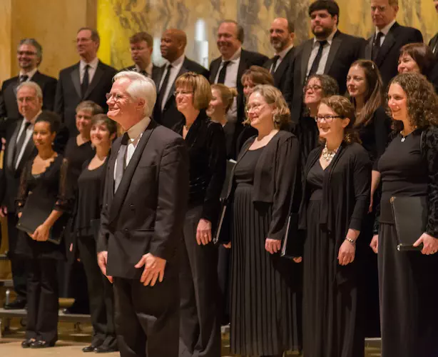 David Hoose and the Cantata Singers -- during the performance of the Rachmaninoff "All-Night Vigil" in January, 2015.