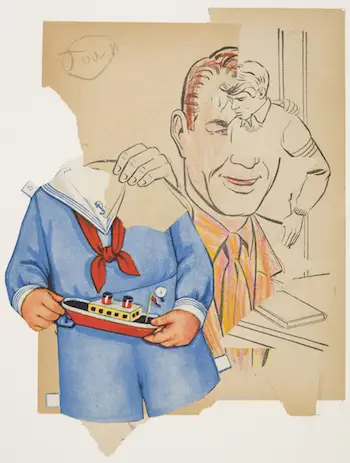 John O'Reilly, "Sailor Suit," 2014, college of found prints with crayon. Photo: