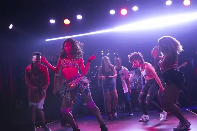 MJ Rodriguez (Oona) and the ensemble burn all night in "Burn All Night." Photo: Evgenia Eliseeva.
