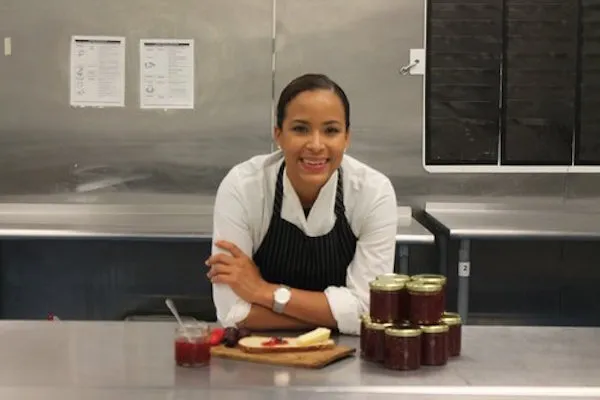 Ana Leonardo of Hacienda del Sol with some of her preserves Photo: Courtesy of the company.